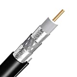 1000ft BLACK ENHANCED TRI SHIELD RG6 AERIAL MESSENGER COAXIAL CABLE (FOR AERIAL APPLICATIONS POLE TO POLE) TELECOMMUNICATION BROADBAND INTERNET TV ANTENNA OUTDOOR RG-6 CABLE