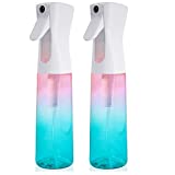 Hair Spray Bottles Continuous Mist Spray Bottle for Hair 10oz 300ml Refillable Empty Plastic Fine Mist Spraying Bottle for Curly Hair Gradient Pink Blue Mister Hair Styling Cleaning Plants Misting