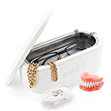 KRX Professional Ultrasonic Jewelry Cleaner, Ultrasonic Cleaner for Glasses Rings Gold Silver Diamond Coin Watch Denture, 47KHz Household Portable Cleaner Ultrasonic Machine (White)