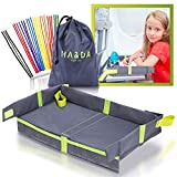 Foldable Kids and Adults Travel Tray, Cover for Airplane Tray Table, For Activities, Games and Meals. Use on plane or Train, Toddlers and Children, Unisex - Compact Light Portable - With Fun Chenille Pipe