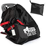 Gorilla Grip Durable Easy Carry Gate Check Airport Protector Bag, Padded Straps, Fits Convertible Car Seats, Infant Carriers, Booster Seat, Air Travel Cover, Airplane Flying, Baby, Toddler, Red Black