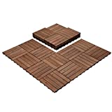 Yaheetech 27PCS Interlocking Patio Deck Tiles 12 x 12in Wood Floor Tiles Outdoor Flooring for Patio Garden Deck Poolside Brown