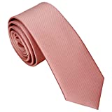 ZENXUS Solid Skinny Ties for Men, 2.5 inch Slim Rose Gold Necktie