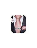 DiBanGu Mens Blush Pink Tie Set Rose Gold Ties for Men Silk Plaids Necktie Handkerchief Cufflinks Tie Clip with Gift Box