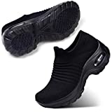 STQ Women’s Slip On Walking Shoes Lightweight Mesh Casual Running Jogging Sneakers with Air Cushion Sole Black 9