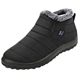 JOINFREE Womens Waterproof Winter Shoes Fur Lining Snow Boots for Women Non-slip Black 8.5 M