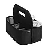 Homakover Cup Drink Carrier with Handle, Reusable Coffee Cup Holder for Hot or Cold Drinks, On-The-go Water Bottle Cup Caddy with Adjustable Dividers for Food Delivery Service, 6 Cups Black