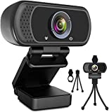 Webcam HD 1080p Web Camera, USB PC Computer Webcam with Microphone, Laptop Desktop Full HD Camera Video Webcam 110 Degree Widescreen, Pro Streaming Webcam for Recording, Calling, Conferencing, Gaming