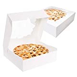 NPLUX 20 Pack Pie Boxes 10x10x3inch Bakery Boxes with Window Pastry Boxes for Pies,Cheesecake and Chocolate Strawberries(White)