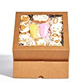 JCXPACK 3PCS 10 x 10 x 3 inches Premium Brown Bakery Boxes, Hot Chocolate Bombs Packaging, Dipped Strawberry Boxes, Cookie Boxes with Clear Window for Visibility