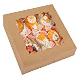 TOMNK 30pcs Brown Pie Boxes 10x10x2.5in Large Bakery Boxes Cookie Boxes with Windows for Pies, Cookies and Muffins