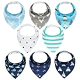 Baby Bibs 8 Pack Soft and Absorbent for Boys & Girls - Baby Bandana Drool Bibs by YOOFOSS