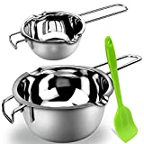 Double Boiler Pot Set for Melting Chocolate, Butter, Cheese, Caramel and Candy - 18/8 Steel Melting Pot, 2 Cup Capacity, Including The Biggest and Smallest Capacity…