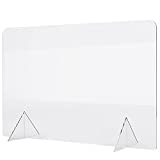 No Cutout Sneeze Guard for Counter and Desk, Freestanding Clear Acrylic Shield, plexiglass Shield (46"W x 32"H)