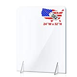 NO Cutout Sneeze Guard Panel for Counter and Desk, Portable Clear Acrylic Shield No Opening, Protective Plexiglass Shield Without Opening for Office, School, and Retail Store