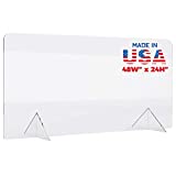 No Cutout Sneeze Guard Panel for Desk, Counter and Table, Portable Plexiglass Barrier, Clear Acrylic Shield (48"W x 24"H)