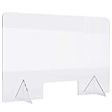 No Cutout Sneeze Guard Panel for Desk, Counter and Table, Portable Plexiglass Barrier, Clear Acrylic Shield (24"W x 16"H)