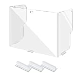 [1-Pack Medium] Sneeze Guard Shield for Student Desk w/Adhesive Stands, 3-Sided Clear Plastic Partition/Divider for Classroom Table,Trifold Sneeze Barrier for School Daycare,22"x18"x13"