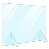 Portable Free Standing Acrylic Divider Plexiglass Desk Shield Barrier Sneeze Guard (No Cut Out) for Office Desk, Countertop, Reception Cashier Table Protection from Droplets (Nocut 24"Wx16"H)
