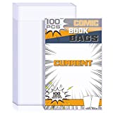 Leffis 100 Count Comic Book Bags, Current Size Comic Bags 6.87 X 10.5 inch Transparent Acid-Free and Reusable Comic Book Sleeves for Regular Comics