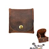 Jurxy Rustic Leather Moon Pocket Coin Case Genuine Leather Squeeze Coin Purse Pouch Change Holder Tray Purse Wallet for Men & Women - Brown