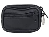 uxcell Black Faux Leather 2-Pocket Zippered Coin Keys Bag Purse