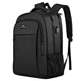 MATEIN Business Laptop Backpack, 15.6 Inch Travel Laptop Bag Rucksack with USB Charging Port, Water-Resistant Bag Daypack for Work Anti-Theft College Computer Men Women Backpack, Black