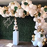 136PCS Gold and White Baby Shower Balloons, White Balloons Different Sizes with Leaves 12PCS, White Balloon Garland Arch KIt Baby Shower Wedding Birthday Graduation Anniversary Bachelorette Party Decorations for Boy Girl