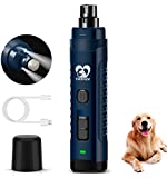 Casfuy Dog Nail Grinder with 2 LED Light for Large Medium Dogs - 3X More Powerful 2-Speed Electric Pet Nail Trimmer Rechargeable Quiet Painless Paws Grooming & Smoothing Tool