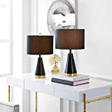 SAFAVIEH Lighting Collection Penla Black/ Brass Gold 20-inch Bedroom Living Room Home Office Desk Nightstand Table Lamp (Set of 2) - LED Bulbs Included