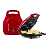 Holstein Housewares Non-Stick Arepa Maker, 6-PC, Metallic Red/Black