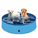 Zalmoxe Dog Pool Plastic Dog Swimming Pet Pool Collapsible Kiddie Pool for Large Dogs Foldable Leakproof Bathing Dog Tub for Small Medium Large Dog Bath Shower Puppy Cats Kids(47.2" X 11.8",Blue)