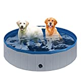 Dog Pool 47.2" Hard Plastic Dog Swimming Pool Kiddie Pool Collapsible Dog Pet Pool Portable Bathtub Leakproof Bathing Dog Tub for Small Medium Large Dogs Shower