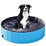 Naztal Foldable Large Dog Bath Pool Collapsible Kiddie Pet Swimming Pools Dogs Cats Bathing Tub Hard Plastic(S - 32")