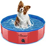 WANTRYAPET Foldable Dog Pet Bath Pool, 31.5'' Diameter Small Collapsible Wading Pool Pits Ball Pool, Plastic Portable Bathing Swimming Tub Kiddie Pool for Dogs Cats and Kids Indoor & Outdoor Use, Red