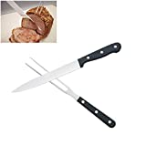 Carving Knife Set for Meat Turkey, Set of 2 Stainless Steel Carving Fork Guard and Slicer Home Gourmet BBQ Tools Cutlery Knives for Brisket Meat Roast Ham