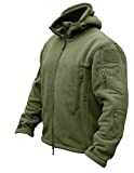 CRYSULLY Mans Army Multi-Pocket Full Zip Outerdoor Tactical Jackets Warm Hoodie Parka Jacket Green