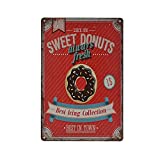 TREEPERI Vintage Metel Sign - Fast Food Shop Retro Tin Decorative Sign Wall Decor Metal Plate - Sweet Donuts