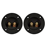 Goldwood Sound Speaker Box Terminal Cups 2 Round Power Speaker Terminal Plates Black (RGT-5000-2)