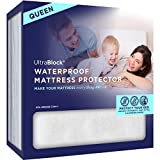 UltraBlock Waterproof Mattress Protector - Soft Cotton Terry Queen Mattress Cover for Bed