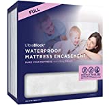 UltraBlock Zippered Mattress Protector (Full) - Waterproof Cover Stops Dust Mite, Bed Bug, Spills, Bedwetting - Hypoallergenic Encasement with Zipper - White