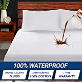 Queen Mattress Protector - 100% Waterproof Terry Cotton - Dust Proof Breathable Ultrasoft Noiseless Mattress Pad, Deep Pocket, Premium Fitted Mattress Topper - Queen Mattress Cover