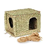 Meric Chinchilla Hut with Cage Accessories, Hay House Bed, Hideout and Bedding with 29 ft Hemp String, 8.0x11.5x7.5 Inches, Dual Opening, 1 Pc