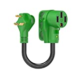 RVGUARD 30 Amp to 50 Amp RV Adapter Cord 12 Inch, TT-30P Male to 14-50R Female, Dogbone Electrical Converter with LED Power Indicator and Disconnect Handle, Green