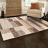 SUPERIOR Rockwood Modern Geometric Patchwork Polypropylene Indoor Area Rug or Runner with Jute Backing, 4' X 6',Slate