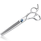 JASON 7" 50 Teeth Thinning Dog Grooming Blending Scissor, Ergonomic Pet Grooming Thinner Blender Shears Cat Trimming Texturizing Kit with Offset Handle and a Jewelled Screw, 30% Thinning Rate