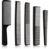 5 Pieces Hair Cutting Comb Barber Comb Hair Styling Combs Fine Teeth Carbon Comb Set Anti Static Heat Resistant Hairdressing Tapered Comb for Men Women