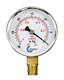 CARBO Instruments 2-1/2" Pressure Gauge, Chrome Plated Steel Case, Dry, Vacuum -30 Hg/0, Lower Mount 1/4" NPT