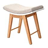 IWELL Vanity Stool with Rubberwood Legs, Makeup Bench Dressing Stool, Padded Cushioned Chair, Piano Seat, Capacity 330lb, for Women, Girl, Mom(Natural)