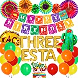 Mexican Theme Birthday Party Decorations Three Esta Party Supplies Fiesta Birthday Banner and Cake Topper, Taco Party Decorations For Kids Boys Girls